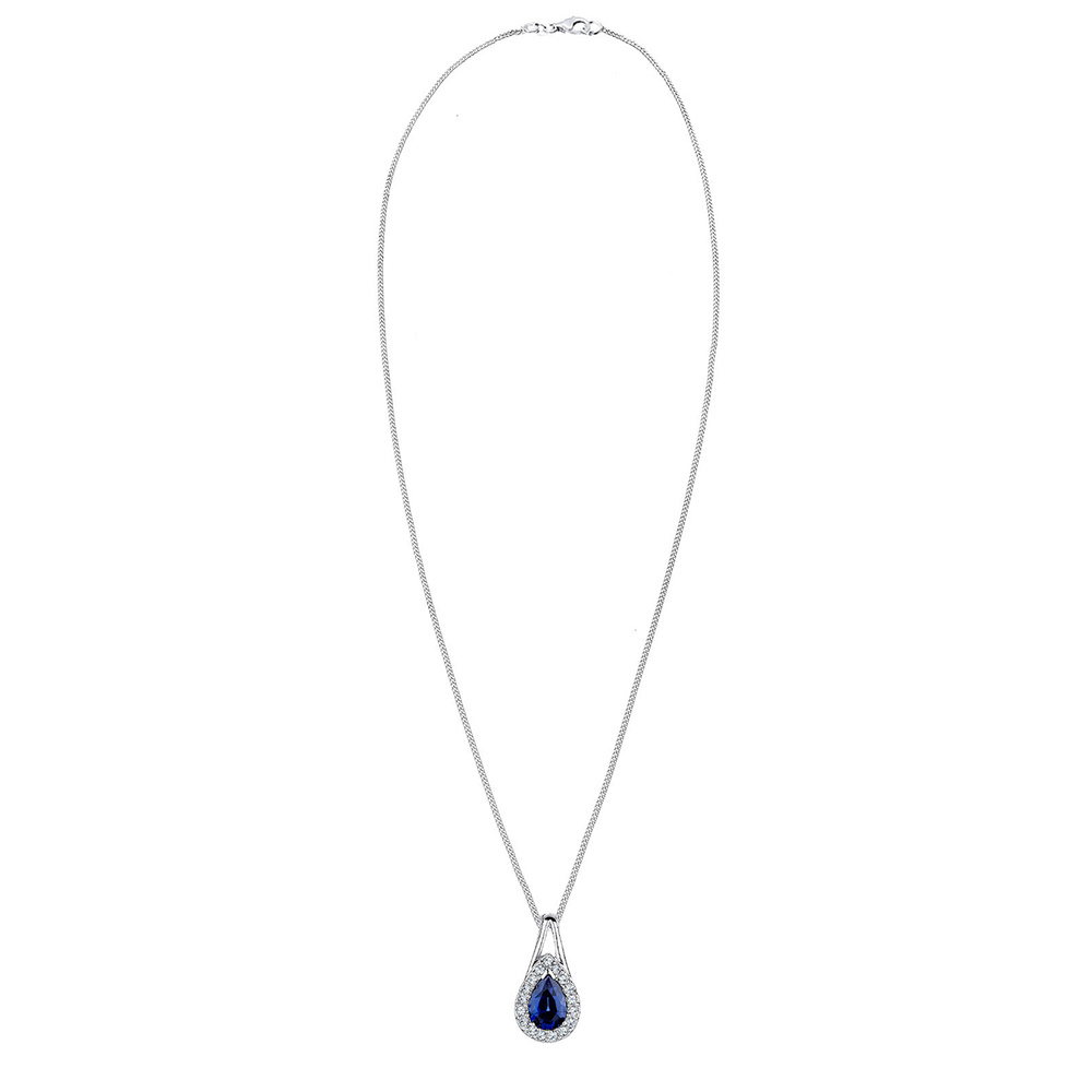 Elli Elli Collier Tropfen Saphir Kristalle 925 Silber collier
