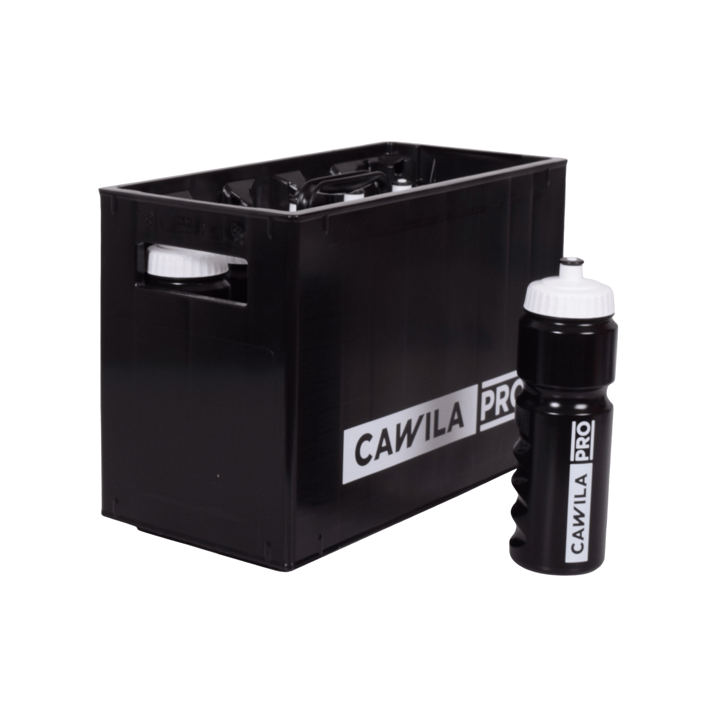 Cawila PRO Flaschenkorb inkl. Flaschen Schwarz