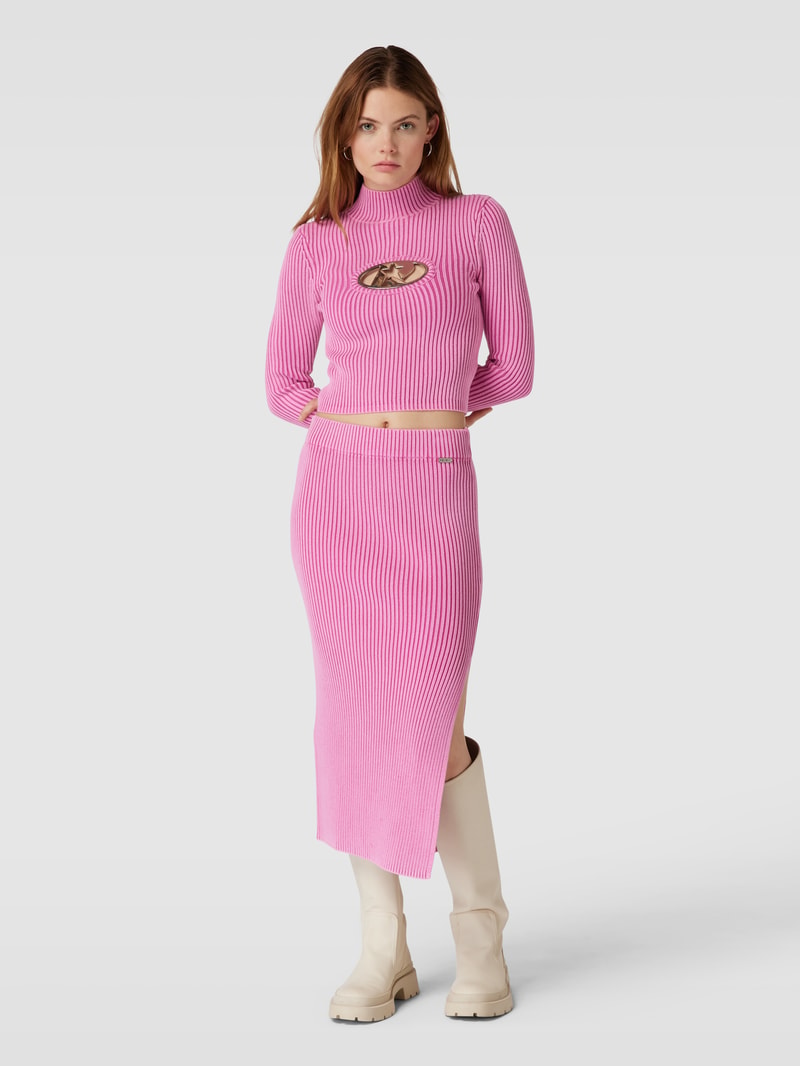 Midirock mit Gehschlitz in pink