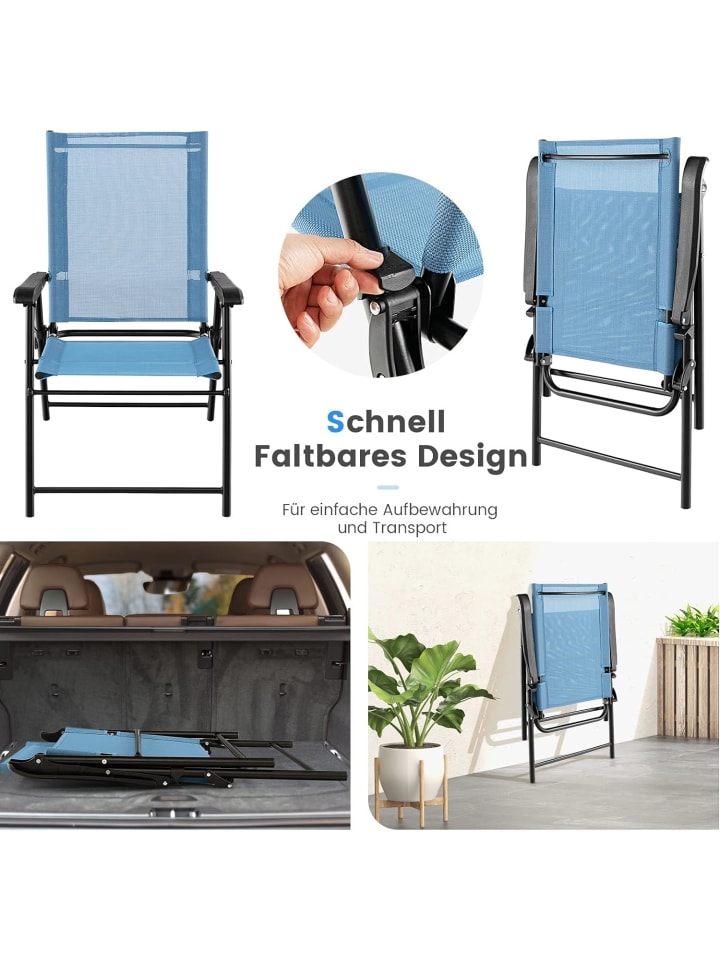 COSTWAY 2er Set Klappstühle in Blau günstig kaufen onesize