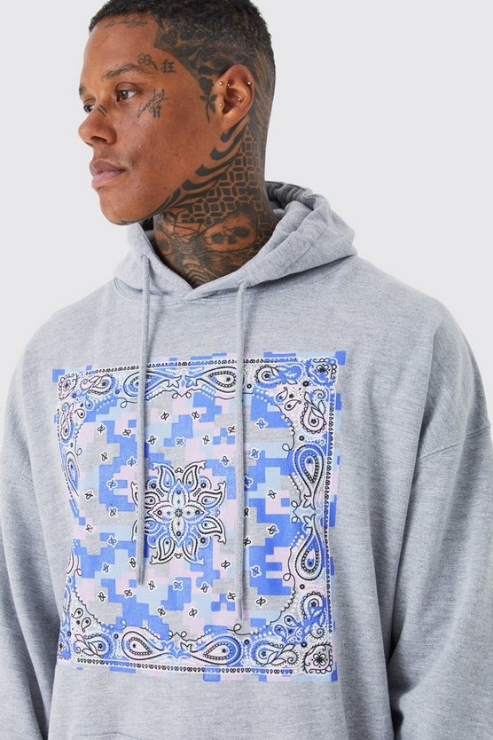 Oversize Camouflage Hoodie mit Bandana-Print