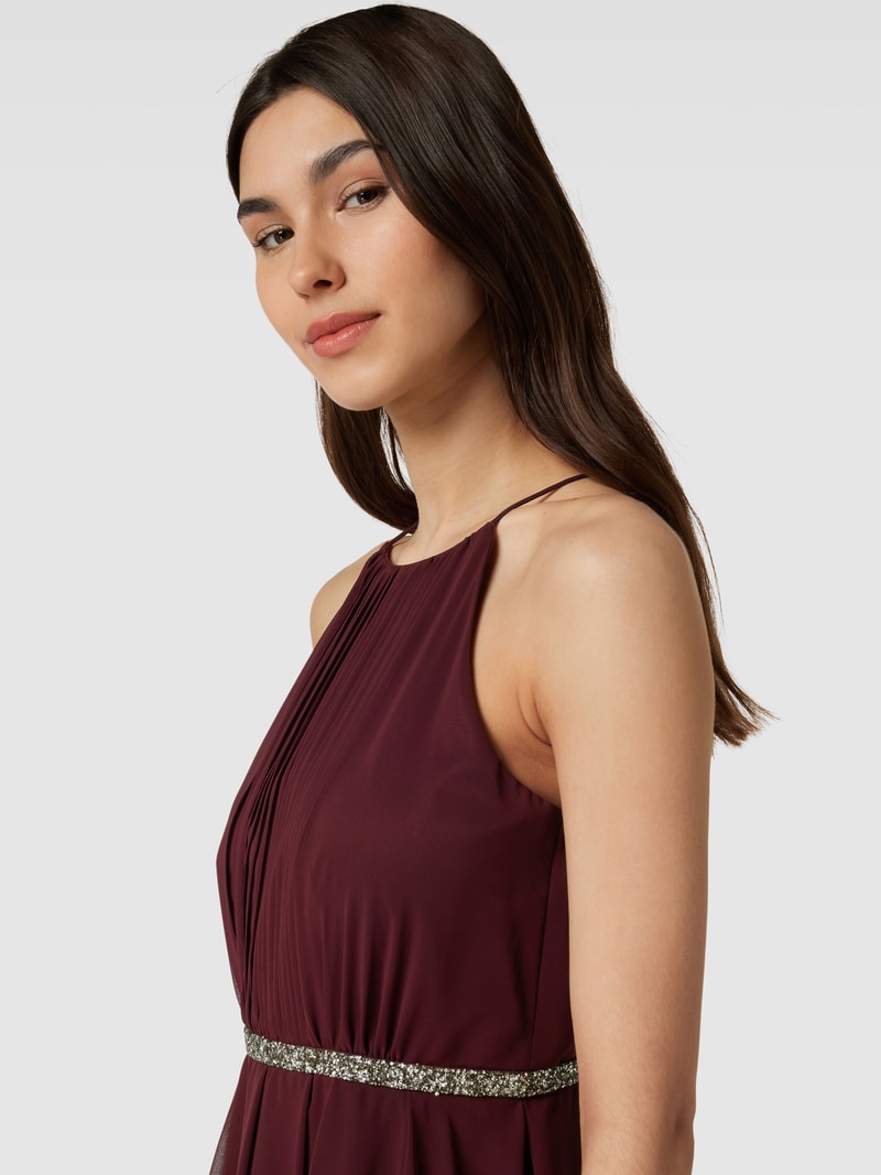 Cocktailkleid mit Volants in bordeaux rot