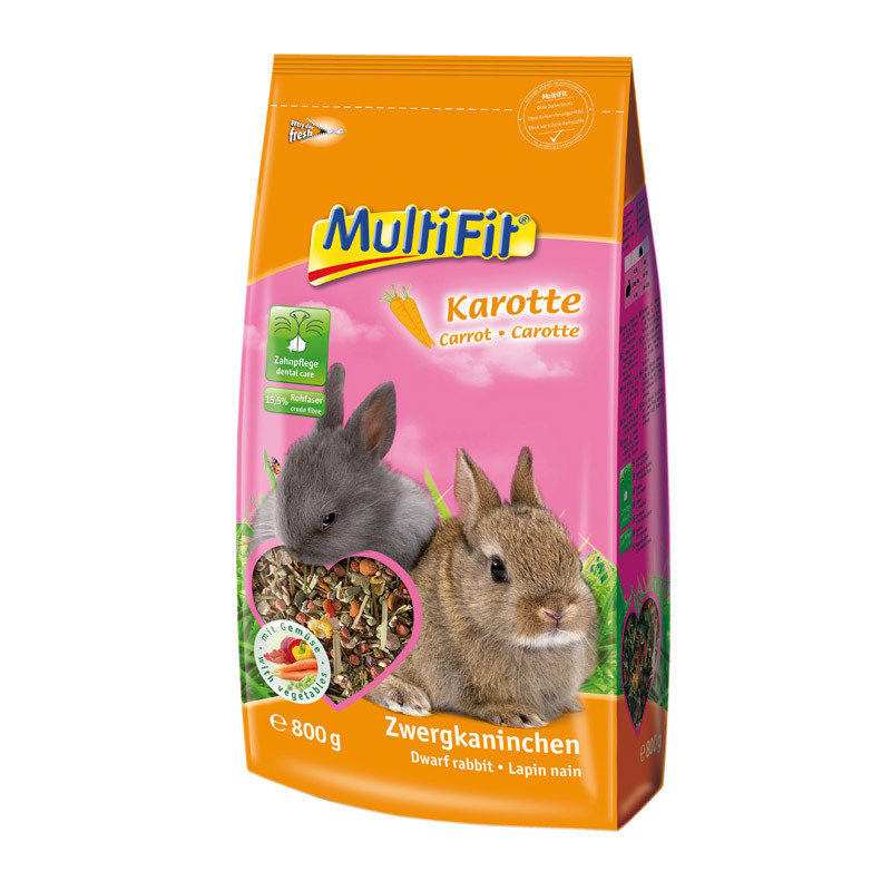 MultiFit Hauptfutter MultiFit für Zwergkaninchen mit Karotte 800 g