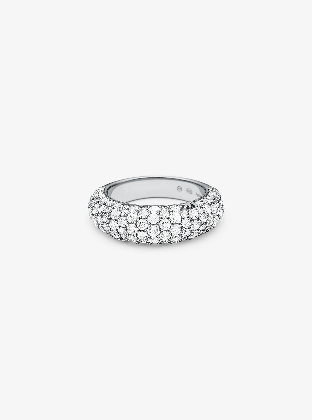 Precious Metal-Plated Sterling Silver Pavé Ring - SILVER