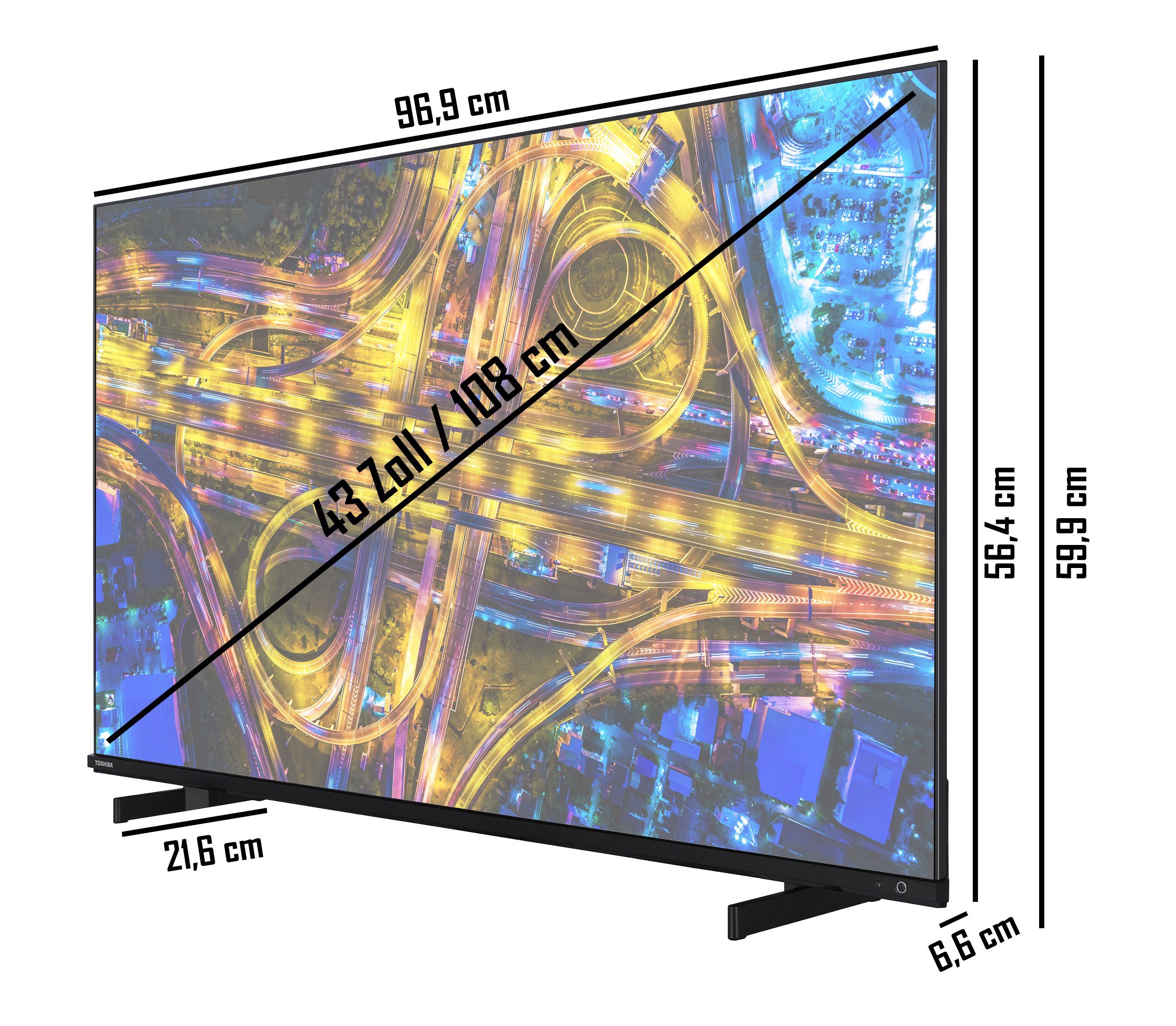 Toshiba 43UL4D63DGY LCD-LED Fernseher (108 cm/43 Zoll, 4K Ultra HD, Smart TV, HDR Dolby Vision, Triple-Tuner, Sound by Onkyo, WLAN)