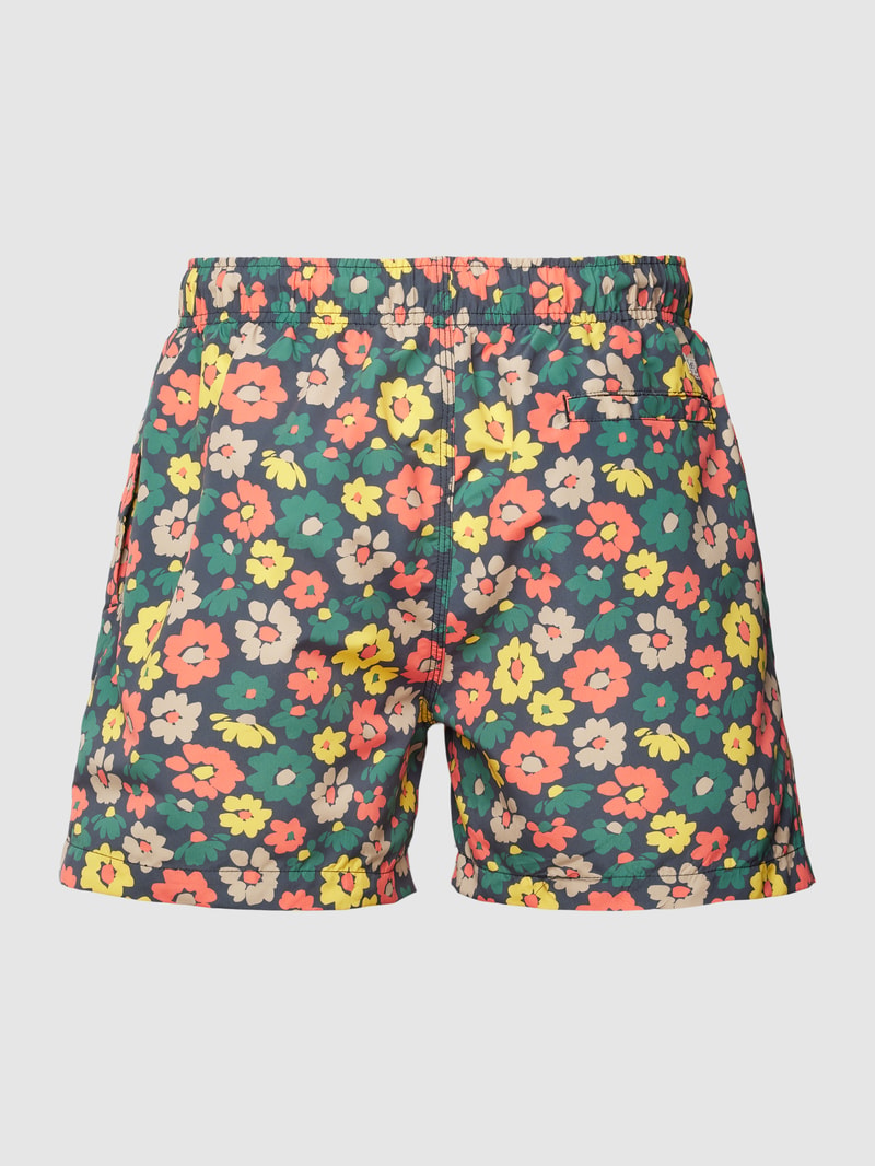 Badehose mit floralem Allover-Muster in dunkelgrau