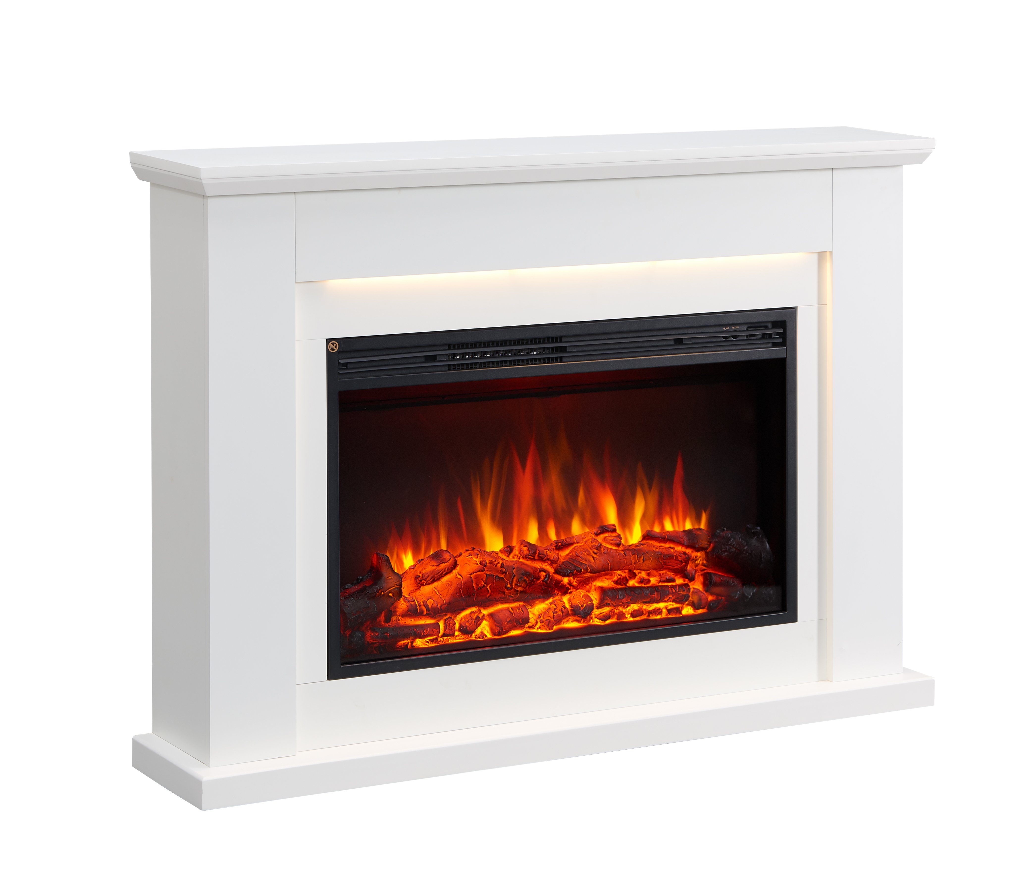 CrownFlame Elektrokamin Typhon, Standkamin mit Heizung 2000W, Heizung, LED-Beleuchtung, 3D-Flammeneffekt & Fernbedienung