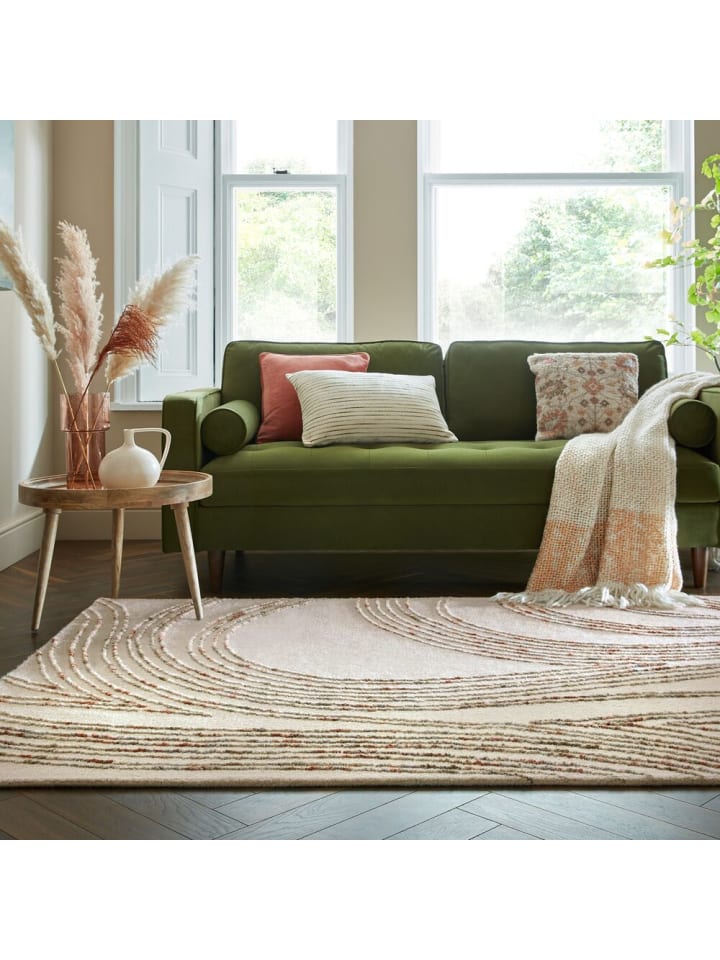 KADIMA DESIGN Handgetufteter Wollteppich in natürlichen Tönen in Natur-Orange günstig kaufen