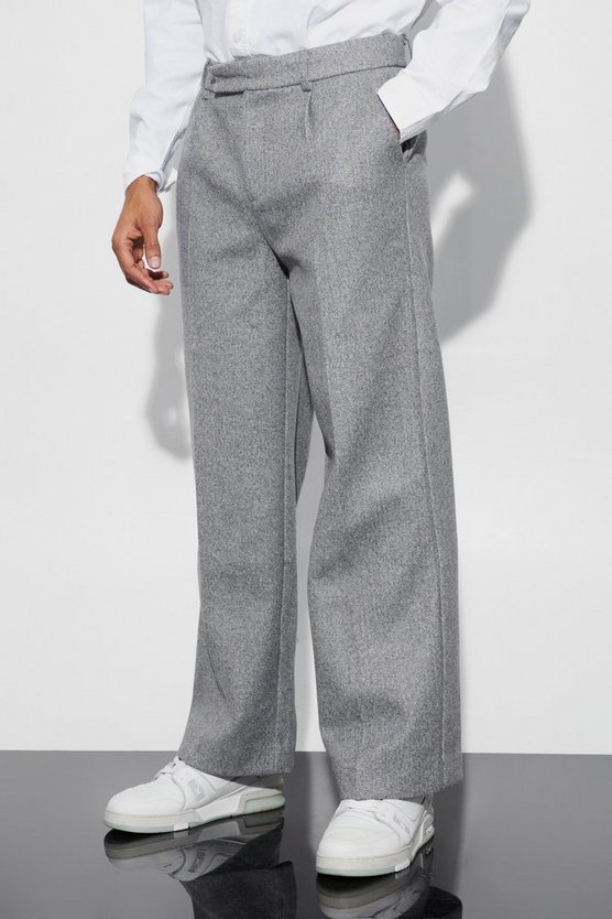 Melton Woll-Hose mit weitem Bein