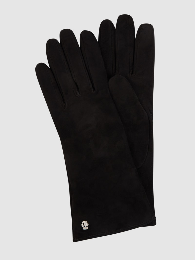 Handschuhe aus Veloursleder in schwarz