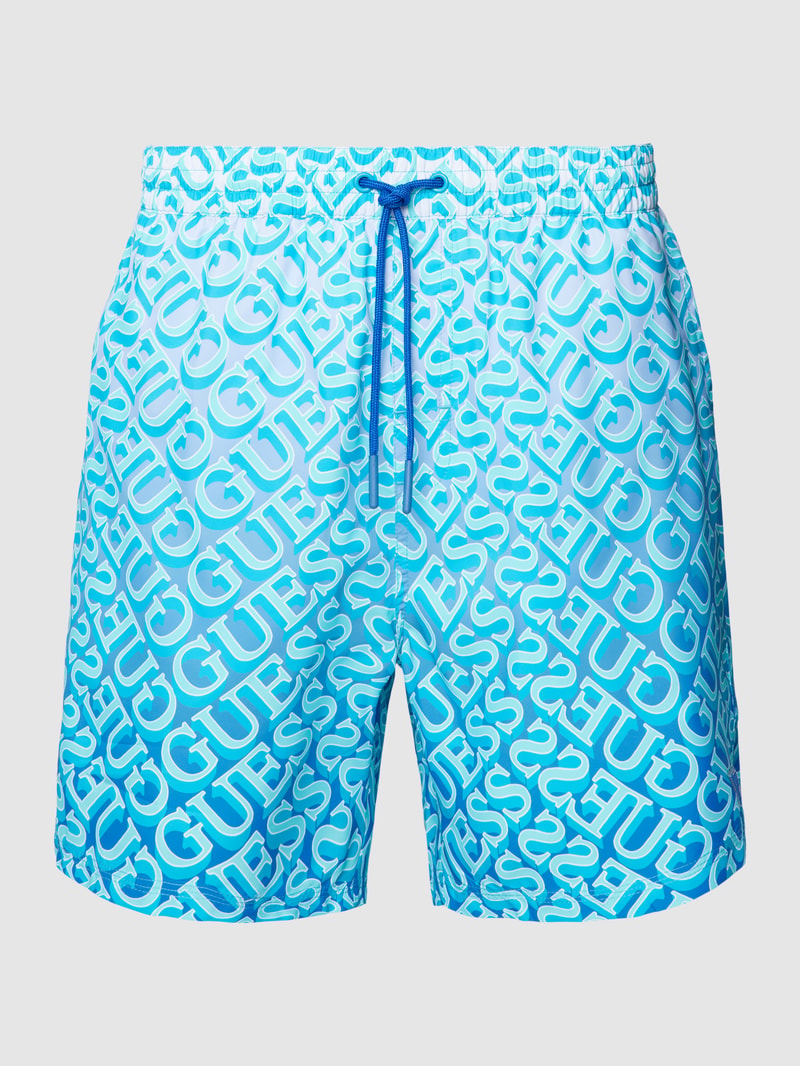Badehose mit Logo-Muster in weiß