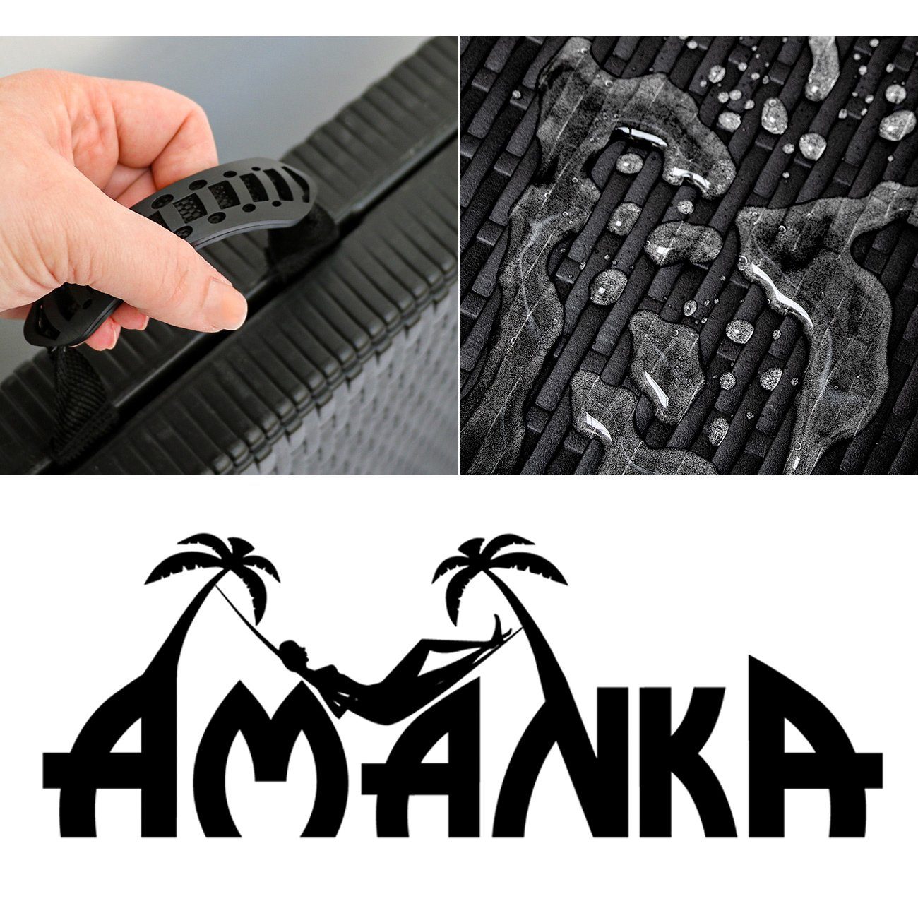 AMANKA Bierzeltgarnitur Bierbank Rattan Look Kunststoff Bank Sitzbank, Klappbar 184x30x43 Gartenbank