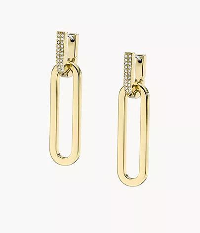 Fossil Hängeohrringe Heritage D-Link Glitz Edelstahl goldfarben