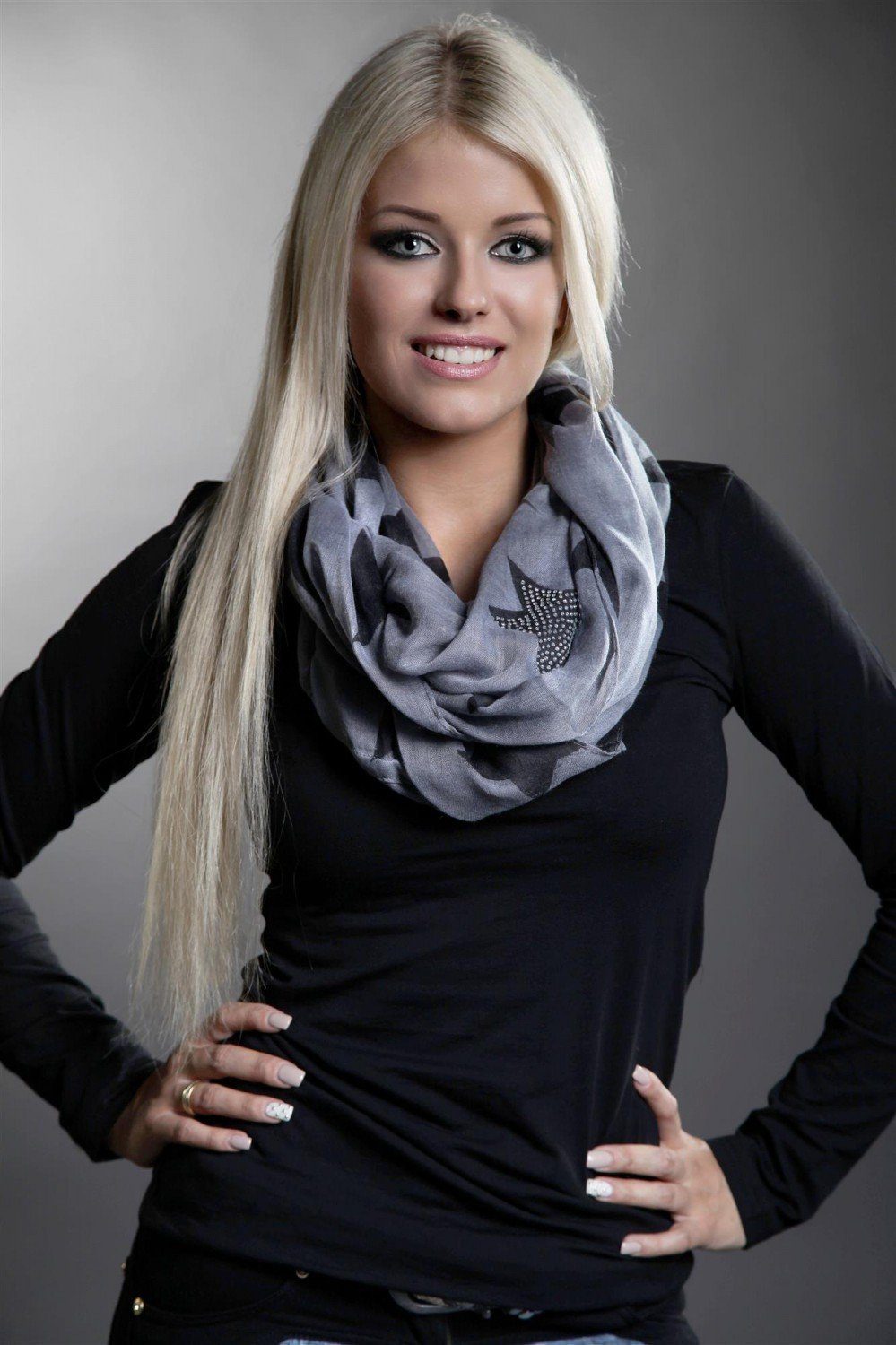 styleBREAKER Loop, (1-St), Loop mit Sternen und Strass Applikation