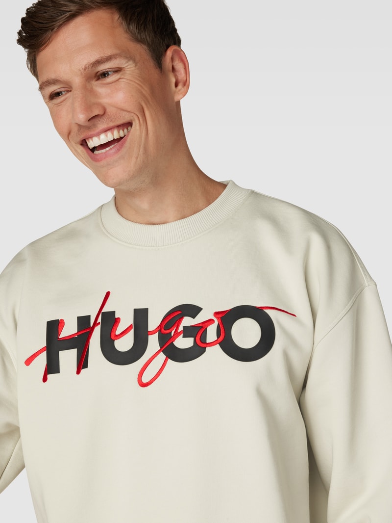 Sweatshirt mit Label-Stitching Modell 'Droyko' in offwhite