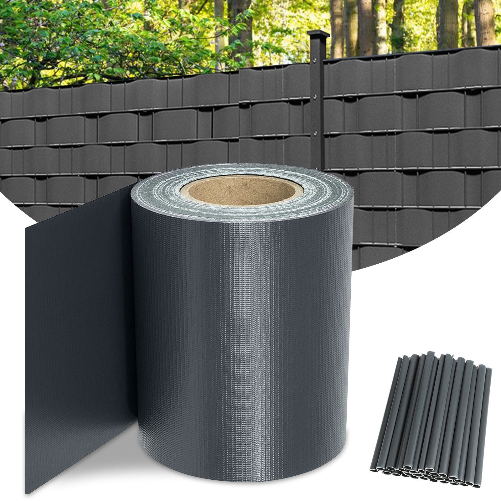 Gimisgu Sichtschutzstreifen 70-560m Sichtschutzstreifen Sonnenschutz Zaun Folie Stabmattenzaun PVC