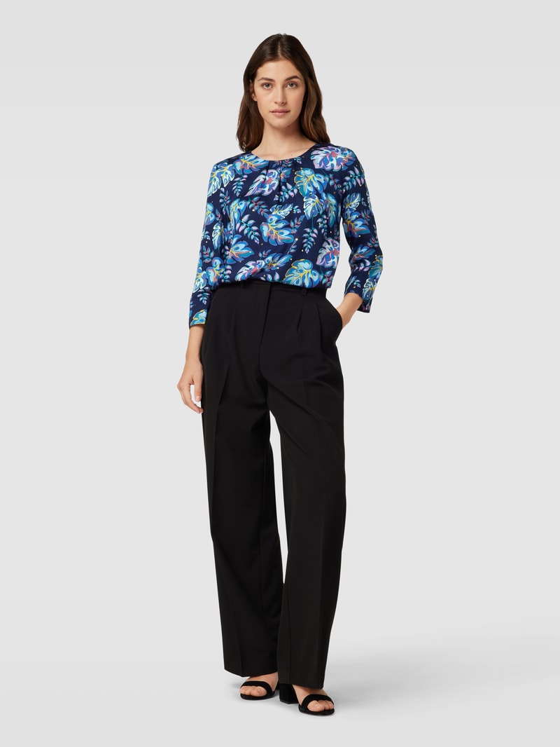 Blusenshirt mit floralem Muster Modell 'Laila' in dunkelblau