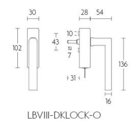Formani 1503D111INXX1 BASICS LB8-DKLOCK-O plné otevíravě-sklopné kování uzamykatelné pravé matná nerezová ocel