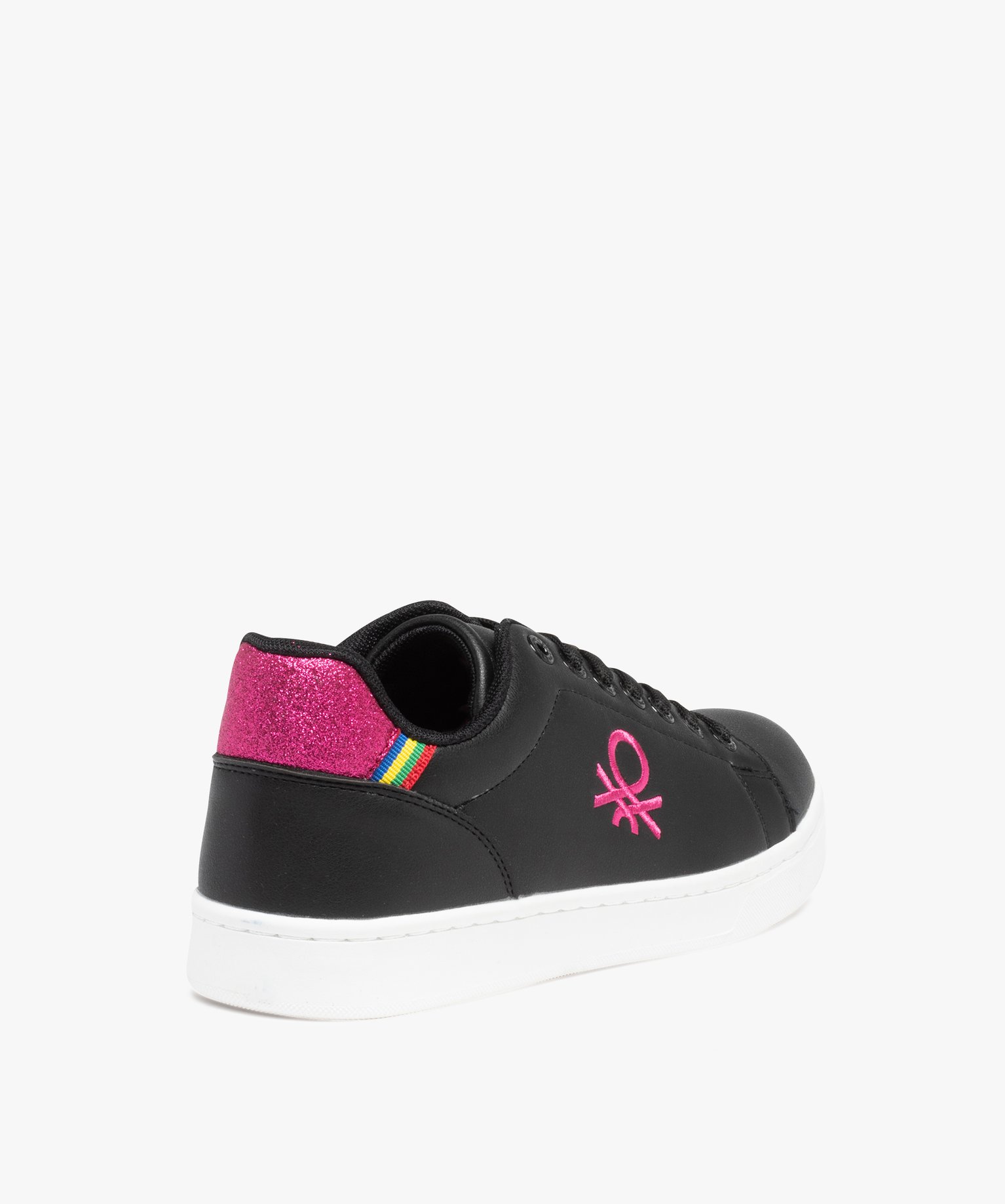 Baskets femme unies à détails contrastés – Benetton noir | GEMO