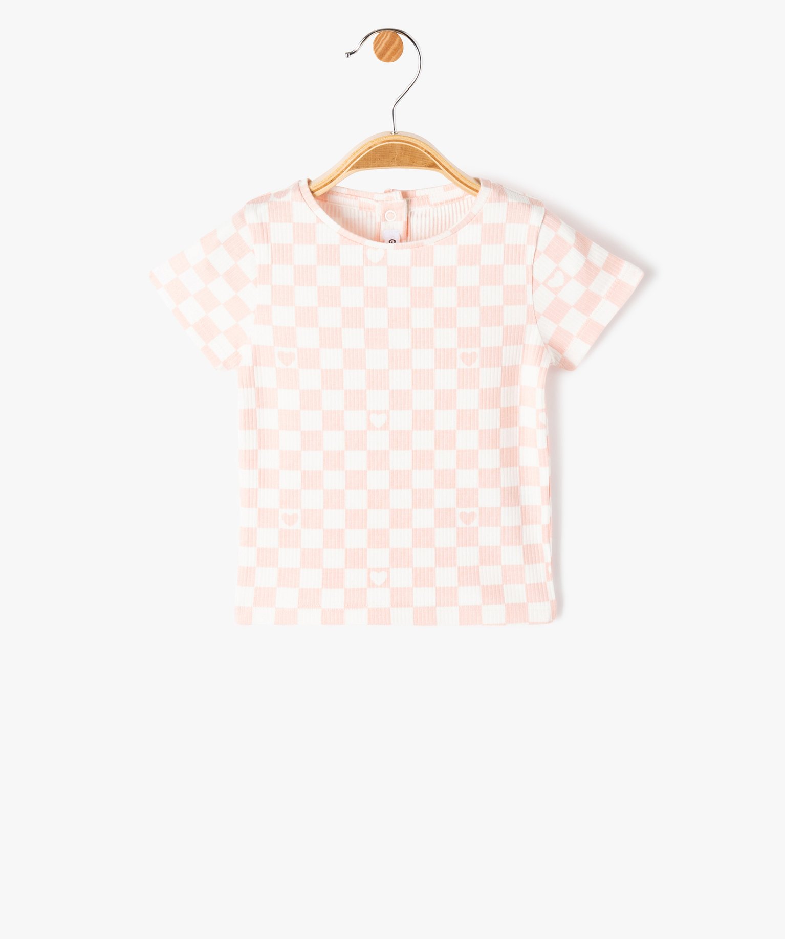 Tee-shirt bébé fille à manches courtes en maille ctelé... rose | GEMO