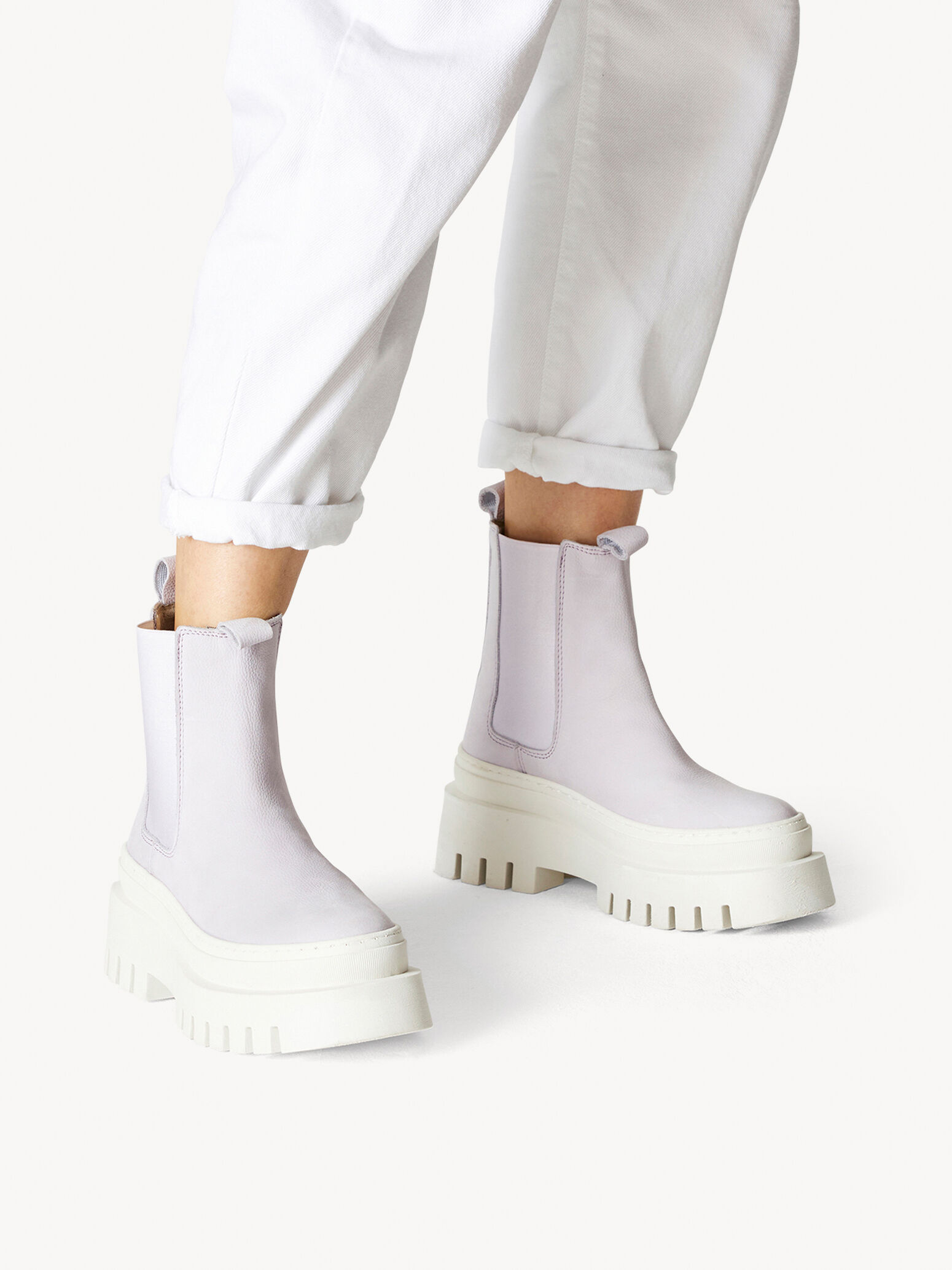 Bottine Chelsea en cuir - mauve