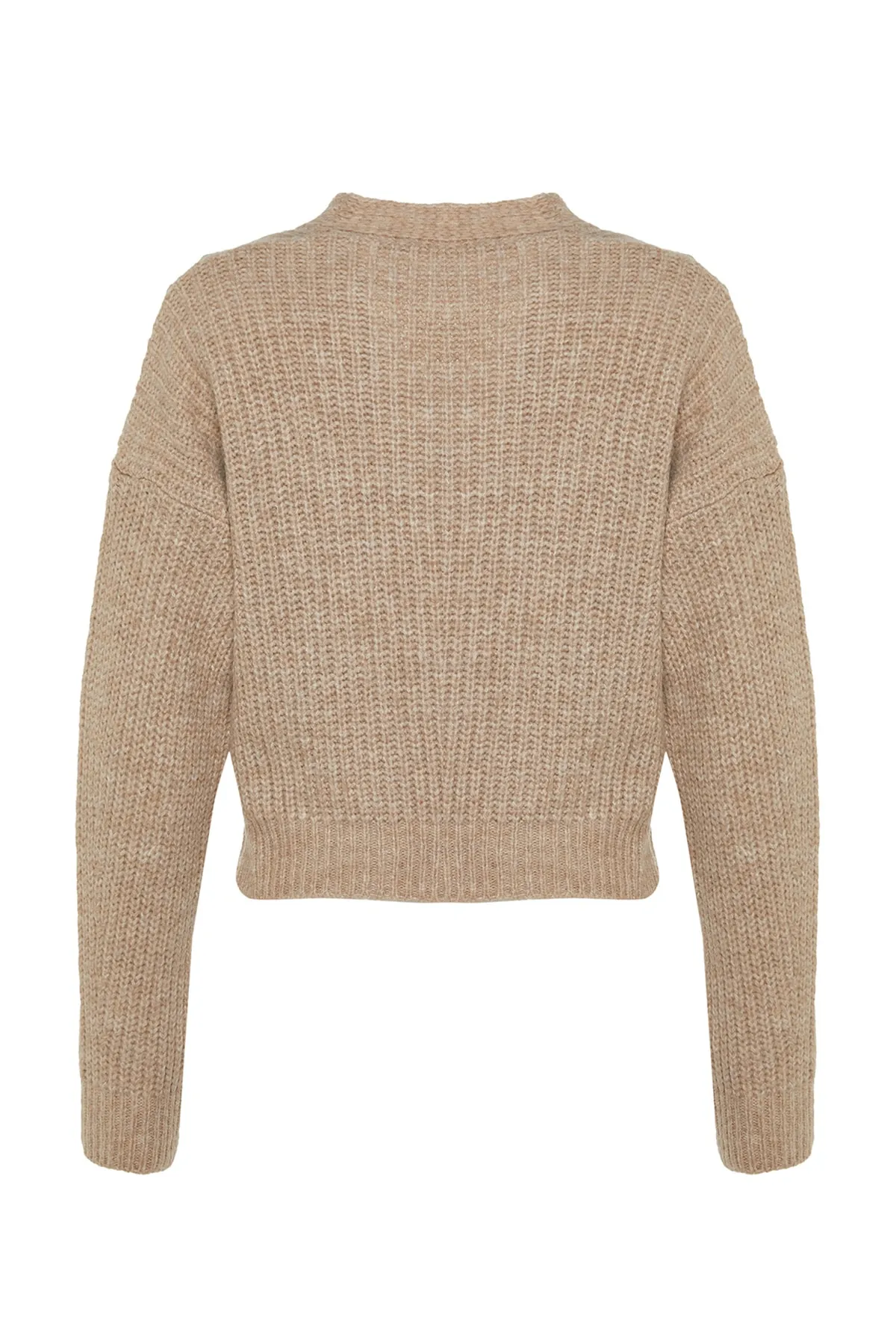 Trendyol Collection  Beigefarbener, weich strukturierter Haarstrickpullover TWOAW22KZ1947