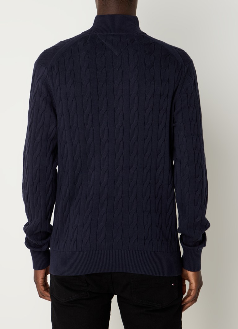 Tommy Hilfiger Cable-knit sweater with half zip and logo