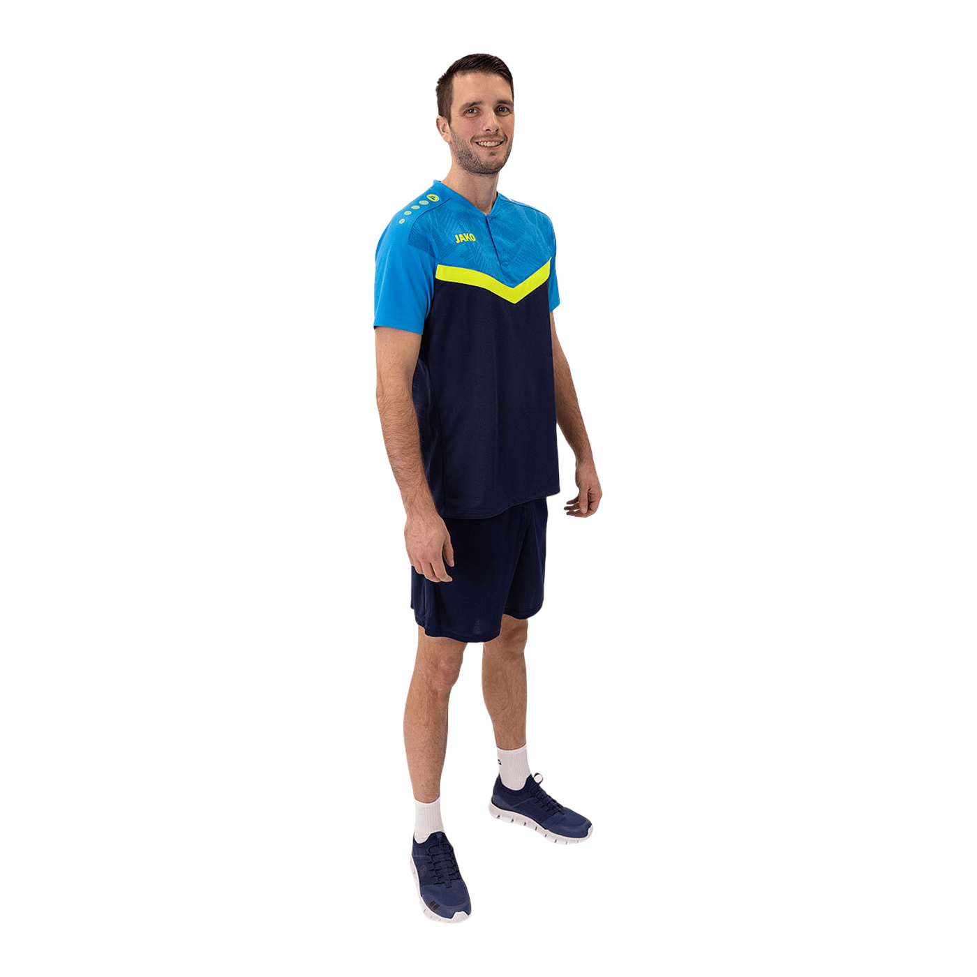 JAKO Iconic Poloshirt Blau Gelb F914