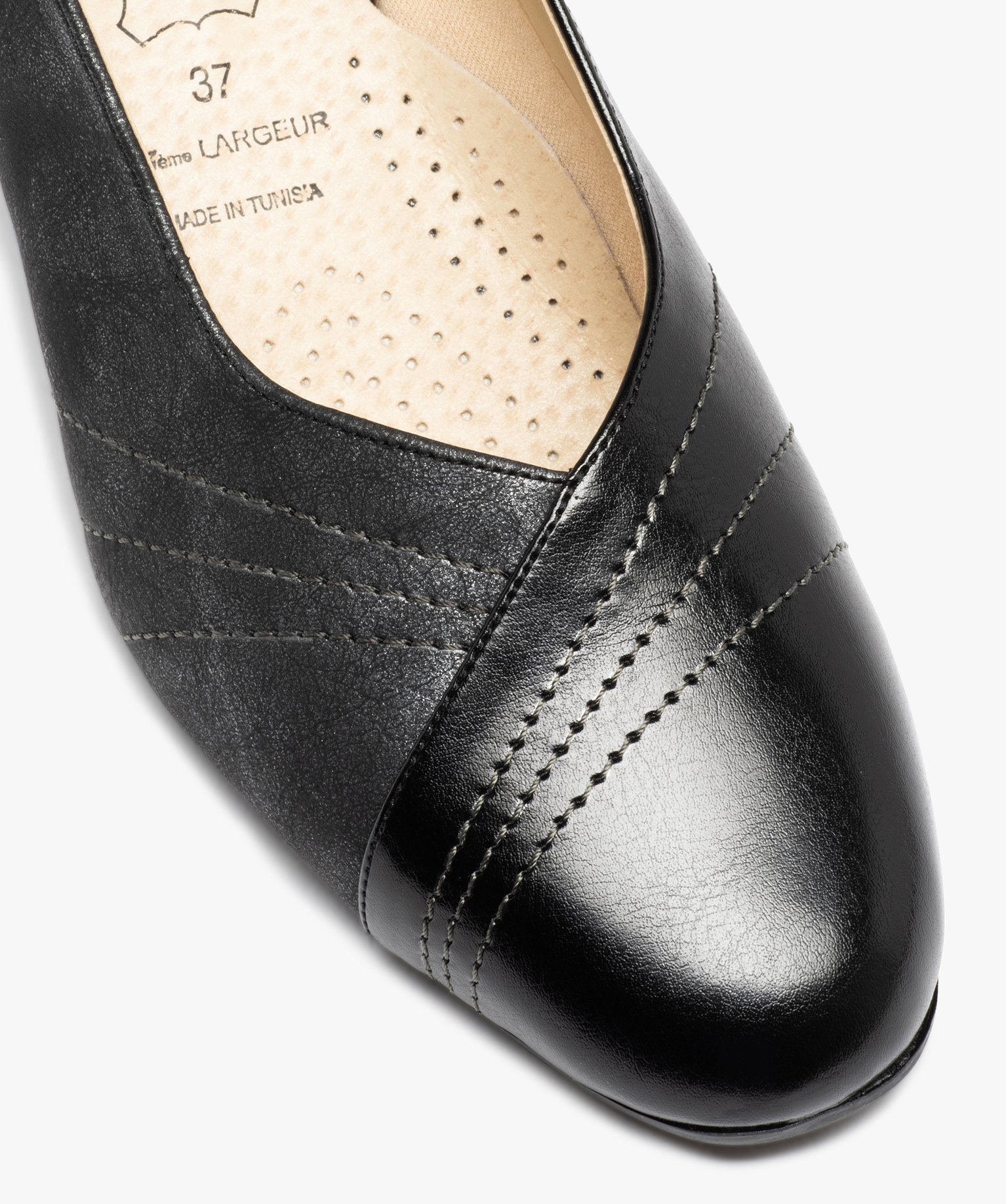 Escarpins femme confort bicolores à talon ouvert noir | GEMO