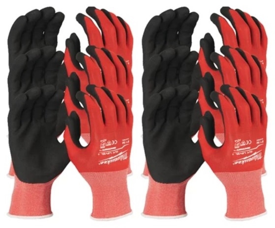 Guantes de trabajo sumergidos Milwaukee Accessories 4932471615, Clase de corte 1/A, 12 pares, Talla 9/L