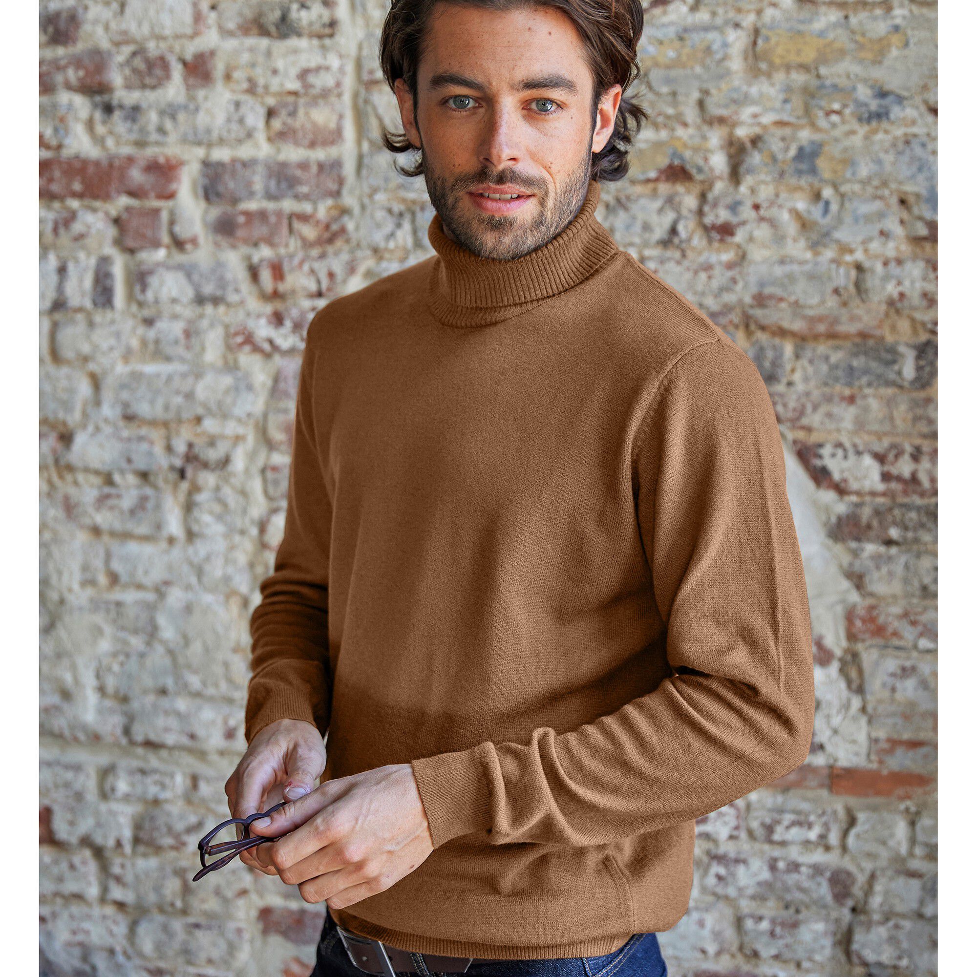 Pull col roulé en laine mélangée