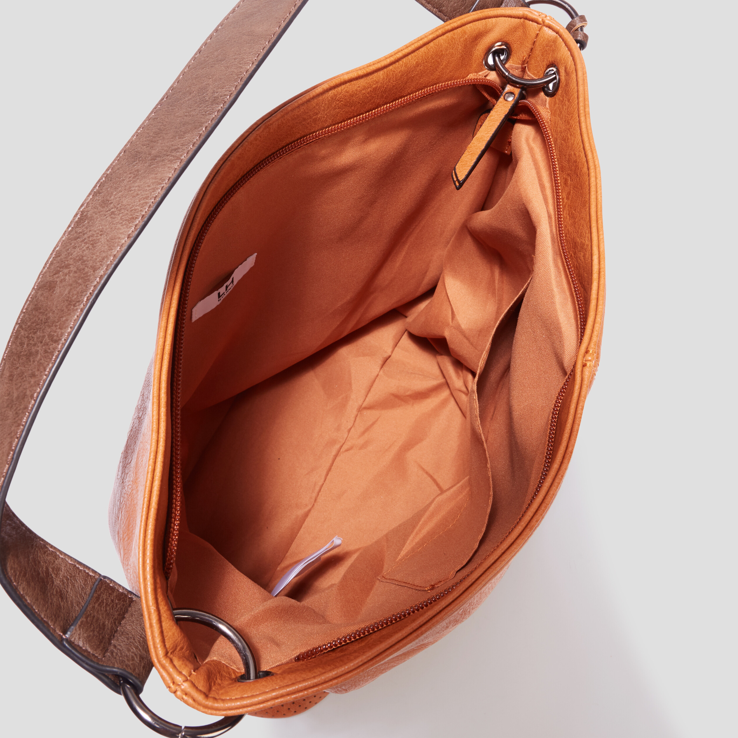 Sac seau avec perforations et pampille marron cognac femme | La Halle