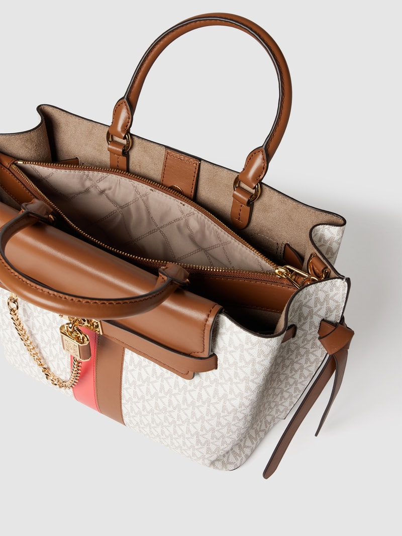 Handtasche mit Kontrastbesatz in koralle
