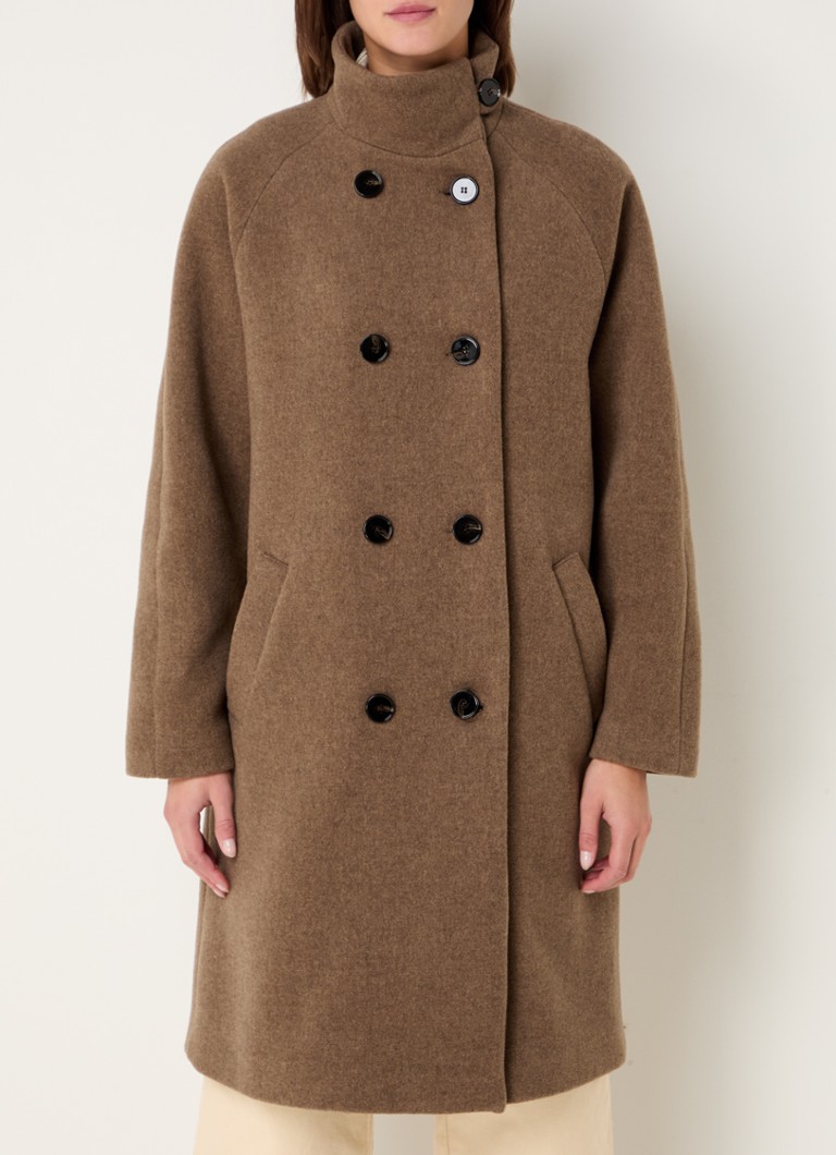 Cappotto doppiopetto floreale Sessùn in misto lana con tasche laterali