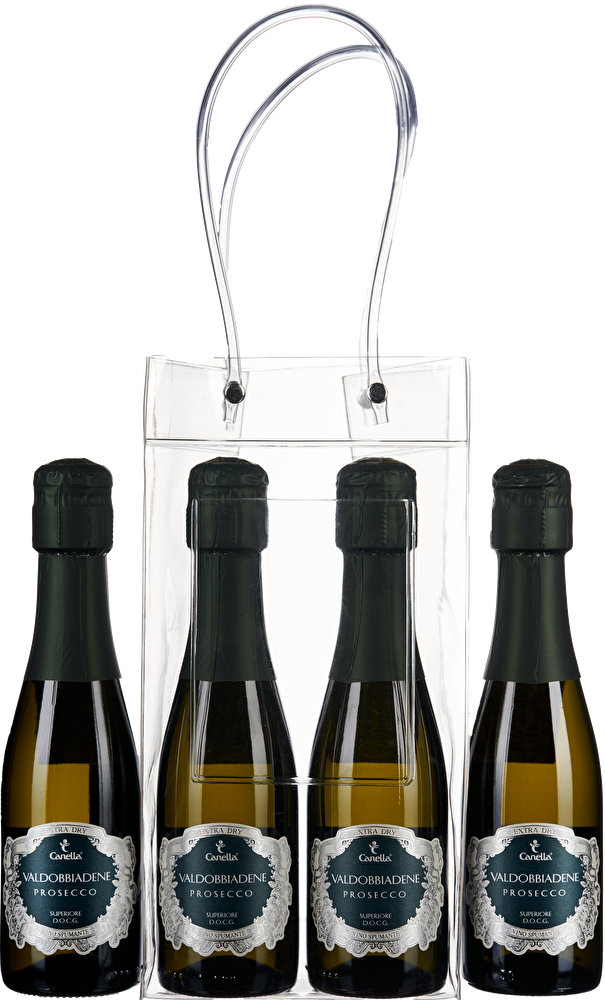 Canella 4 Flaschen Prosecco Extra Dry in Icebag je 200ml