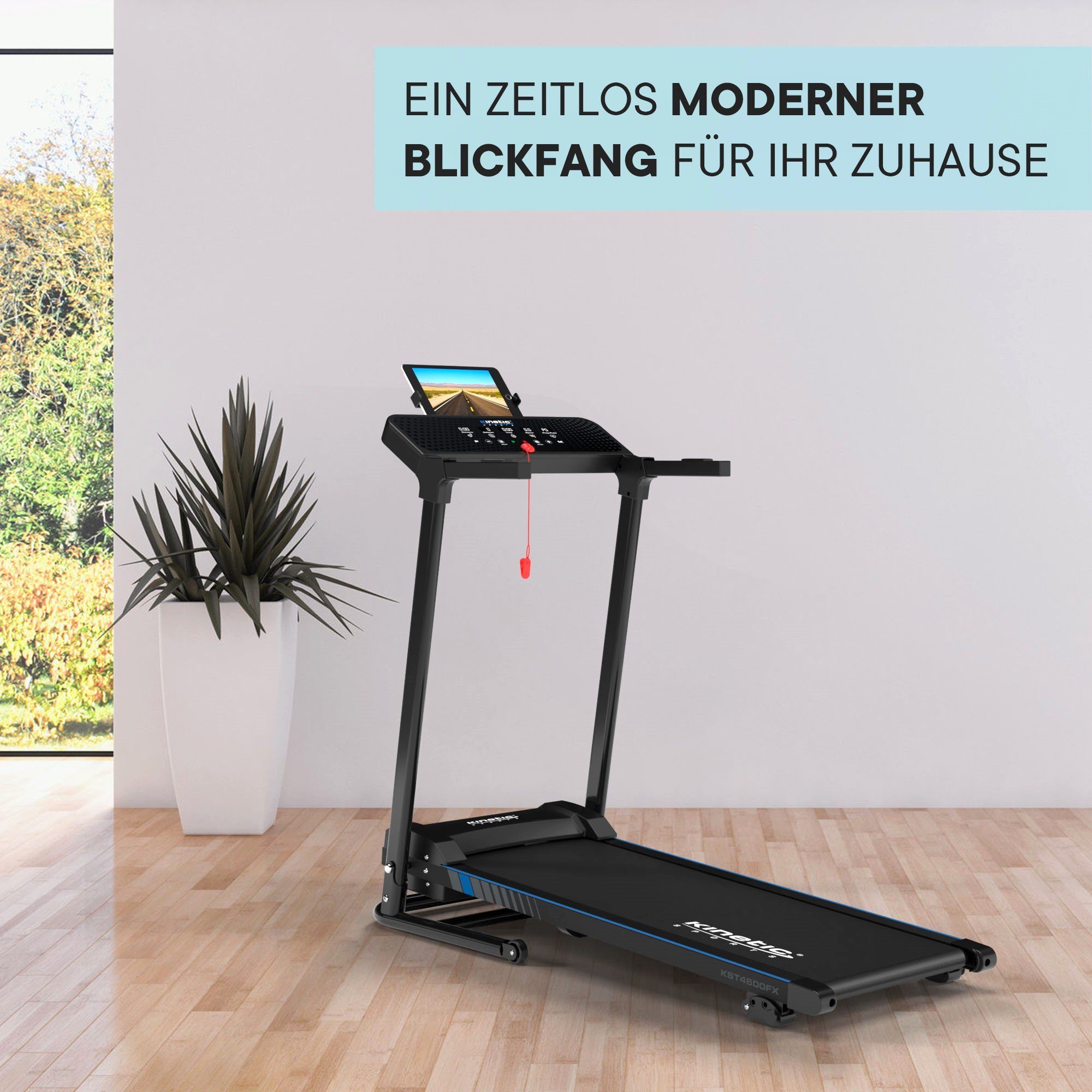 Kinetic Sports Laufband KST4600FX, 40 cm breite Lauffläche, LCD Display, 1100 Watt Motor, bis 12 km/h