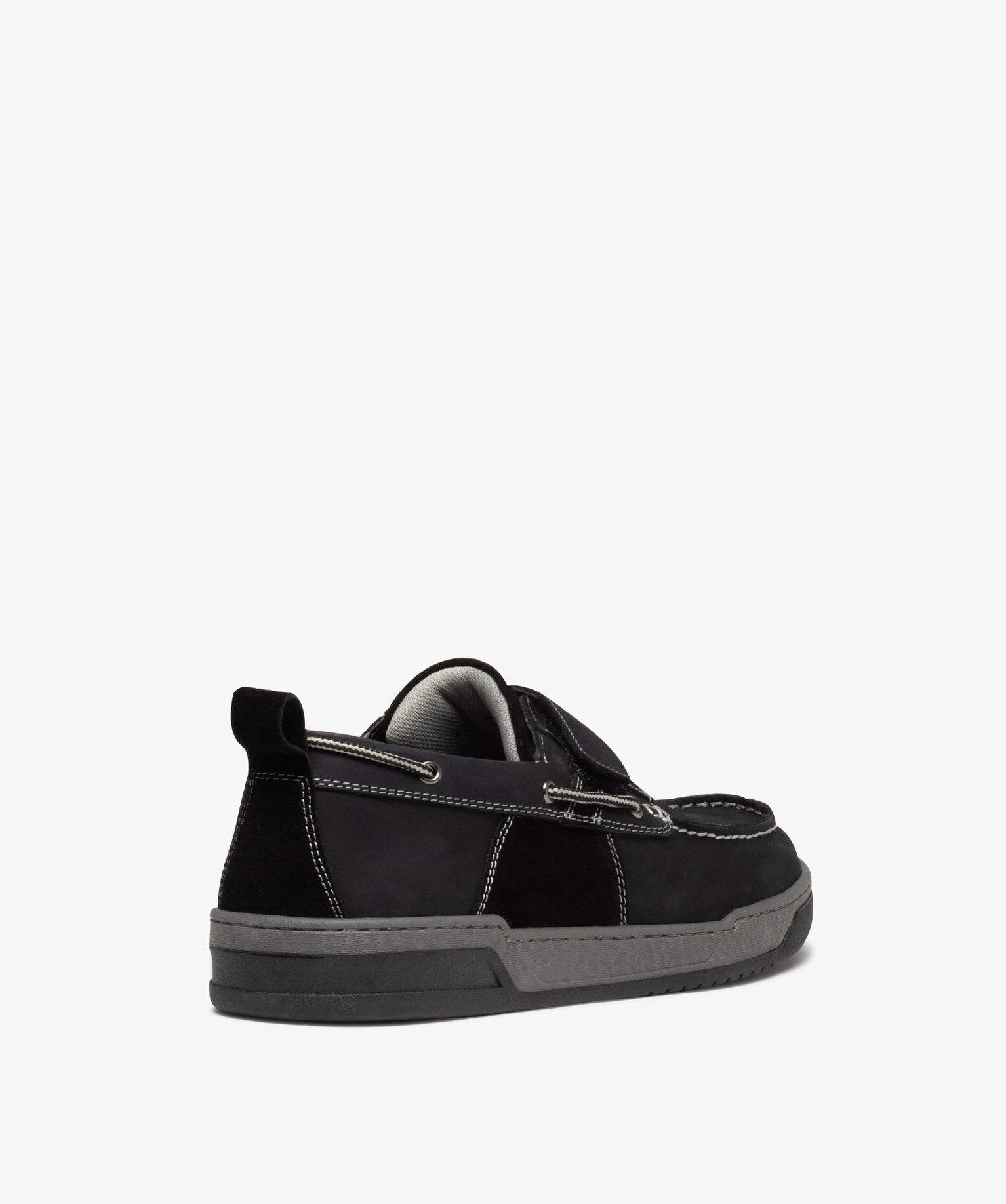 Chaussures bateau homme unies à scratch marine | GEMO