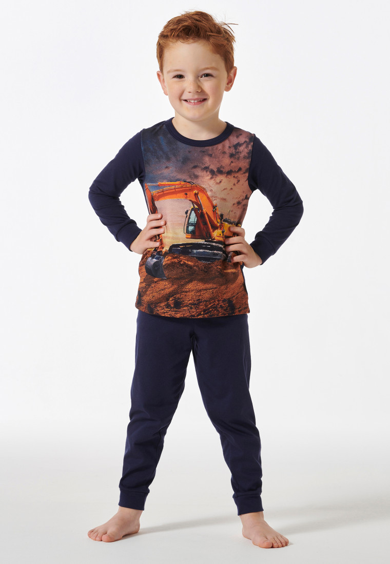 Schlafanzug lang Bagger dunkelblau - Boys World