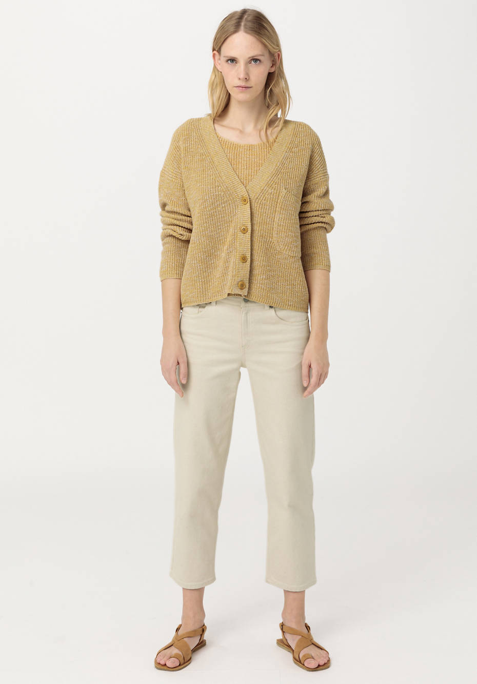 Cardigan aus Bio-Baumwolle mit Leinen
