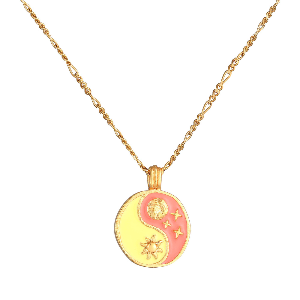 Elli Elli Collier Femmes Yin & Yang Pendentif Figaro avec émail en argent sterling 925 Bijoux