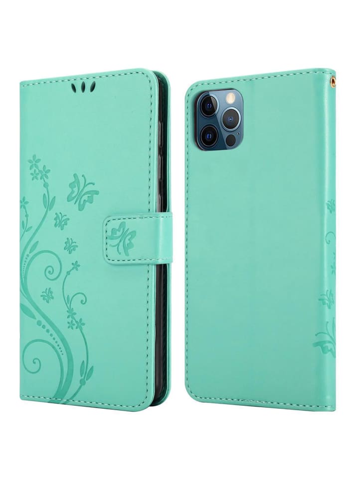cadorabo Hülle für Apple iPhone 13 Blumen Design in FLORAL TÜRKIS günstig kaufen onesize
