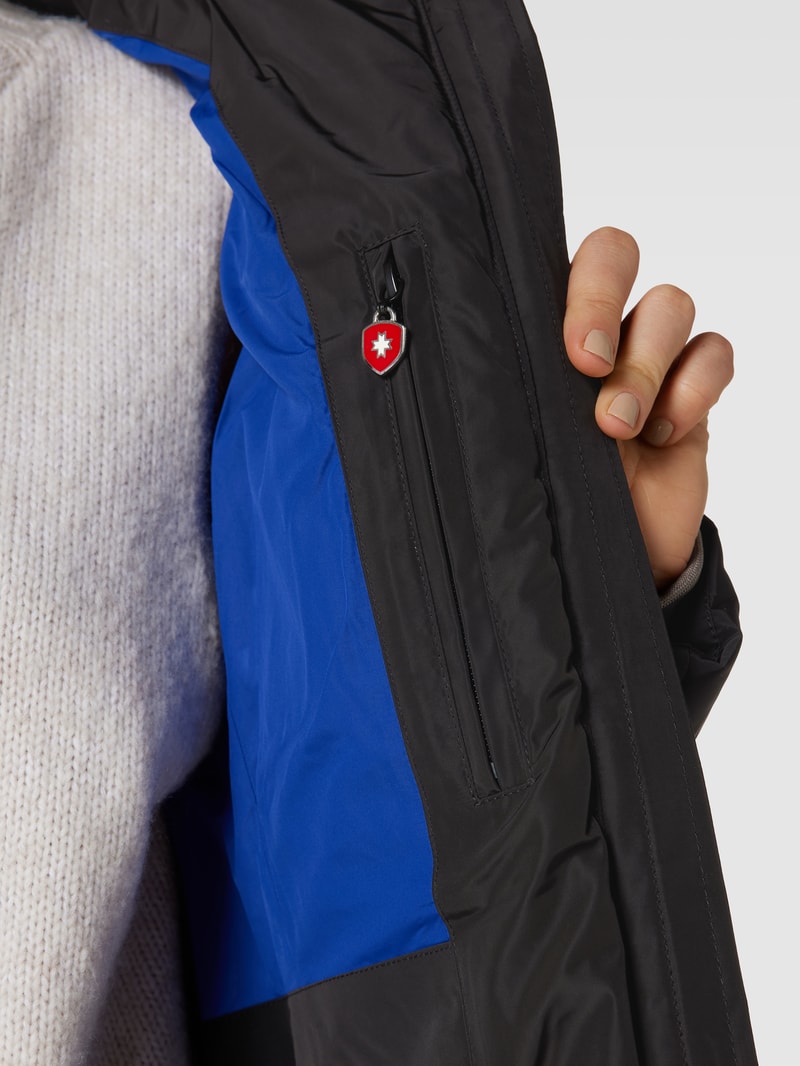 Steppjacke mit Webpelzbesatz Modell 'ASTORIA' in schwarz