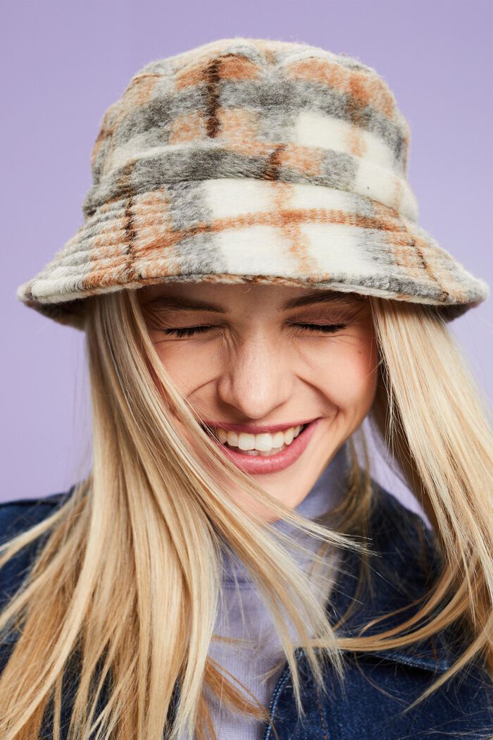 Karierter Bucket Hat aus weich aufgerautem Stoff