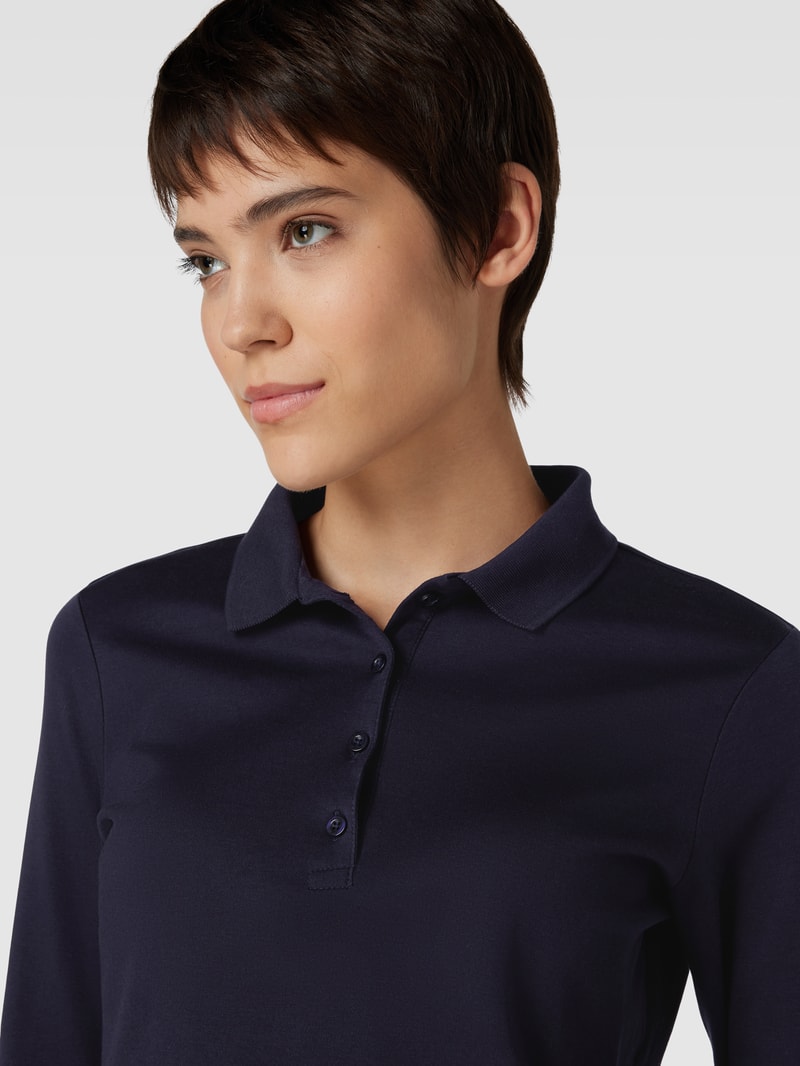 Longsleeve mit Polokragen in dunkelblau