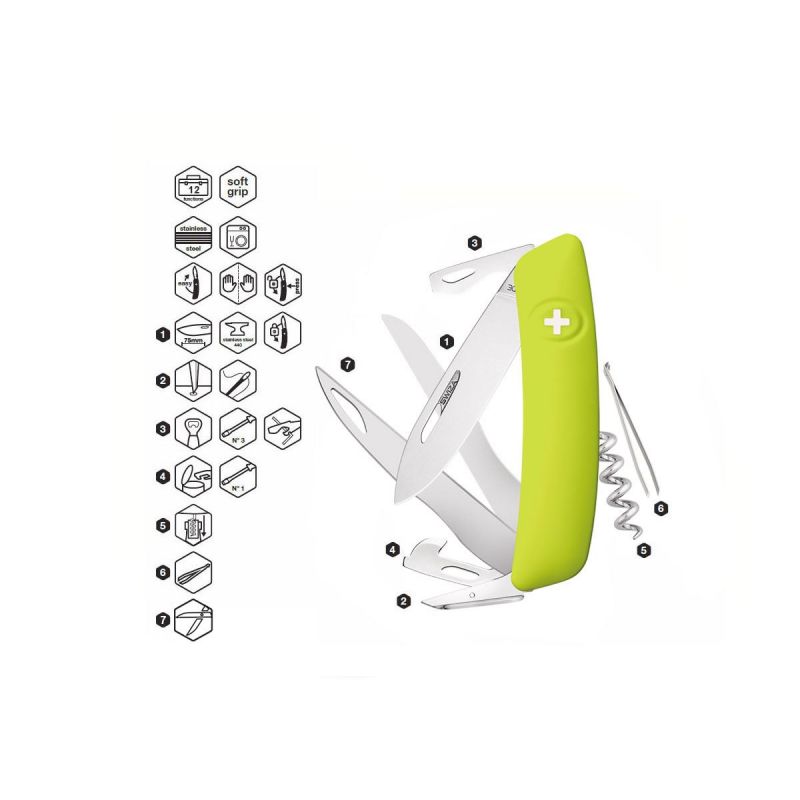 Swiza D07 Moss, Schweizer Taschenmesser mit Schere Made in Swiss