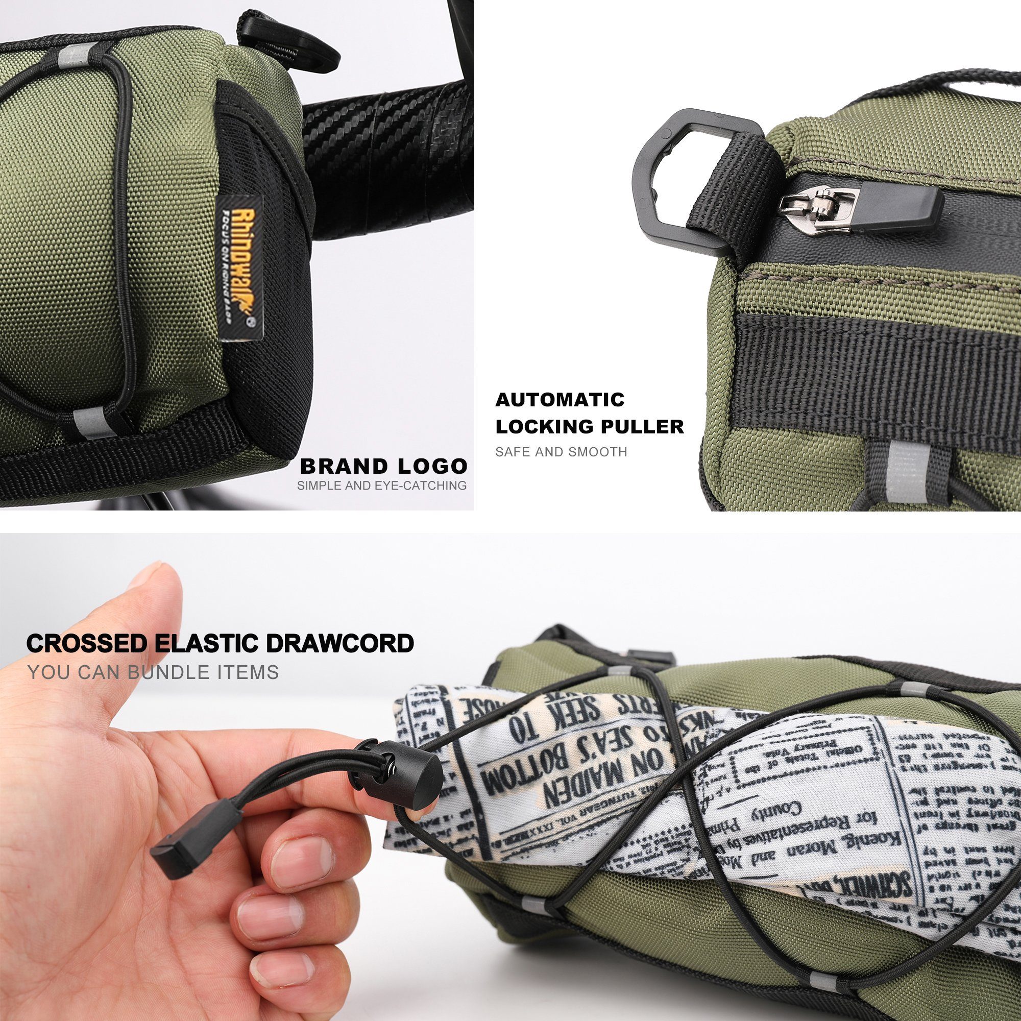 rhinowalk Fahrradtasche RK9103 (Lenkertasche Robustes Netz aus 900D Polyester, 1-tlg., Crossbody Tasche), 12 Farben auswählbar, mit Schultergurt 2,4L