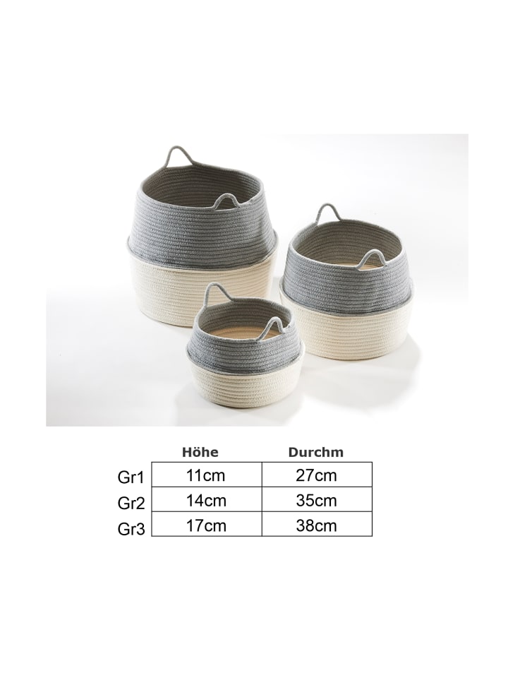 kobolo 3tlg. Set Aufbewahrungskorb FOLDSET3WG in Grau günstig kaufen onesize