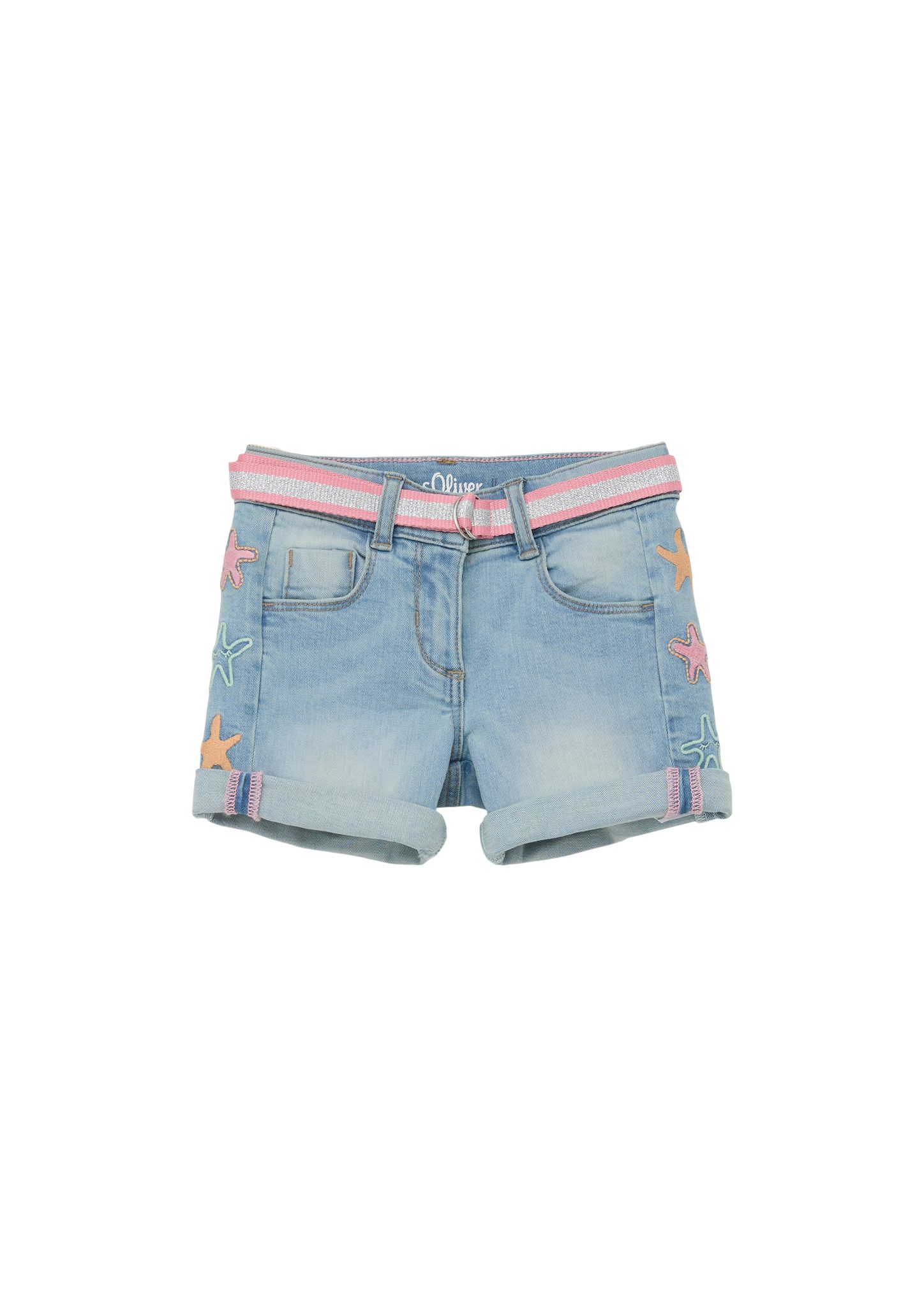 s.Oliver Jeansshorts Jeans-Shorts / Regular Fit / Mid Rise / Straight Leg Stickerei, Waschung