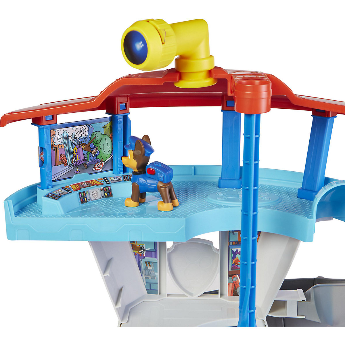 PAW Patrol. 10. Jubiläum, Lookout Tower, Hauptquartier Spielset mit 1 Chase Basis Fahrzeug, 2 Chase Figuren und Zubehör, geeignet für Kinder ab 3 Jahren
