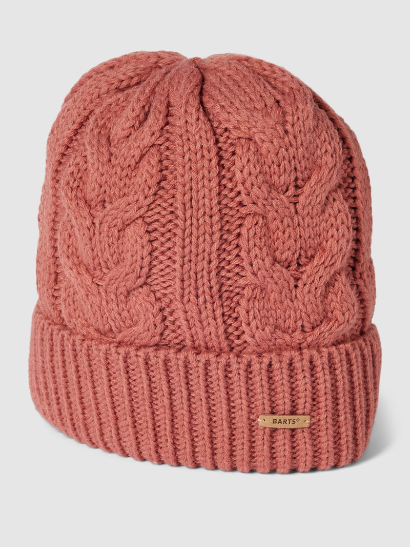 Beanie mit Zopfmuster Modell 'Zira' in kirschrot
